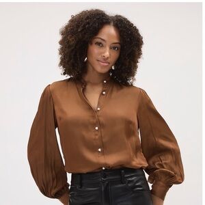 RW&CO. Satin Puffy-Sleeve Blouse